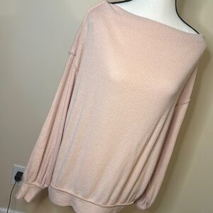 We the free womens xsmall pull over wide neck blush pink oversized sweater